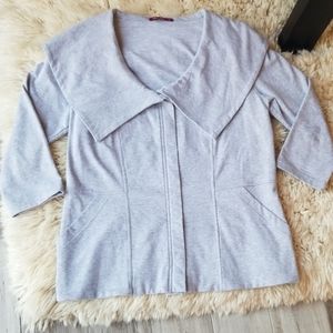 Y2K Barbara Lesser 3/4 Sleeve Oversized Collar Full Zip Jersey Jacket